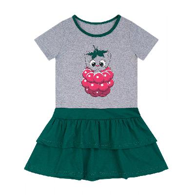 ПЛ-720 Платье для девочки (серо-зеленый малина)