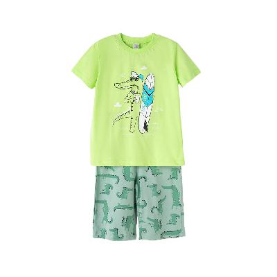 К 1528 Пижама для мальчика (ярко-зеленый. друзья крокодилы)