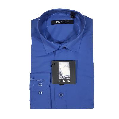 416P6-MDL Рубашка для мальчика дл.рукав Platin (синий)