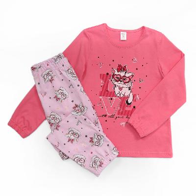 288-287 10-111 03P Пижама для девочки (розовый кошка)