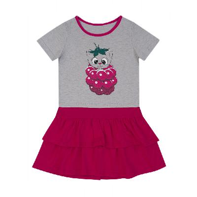 ПЛ-720 Платье для девочки (серо-розовый малина)