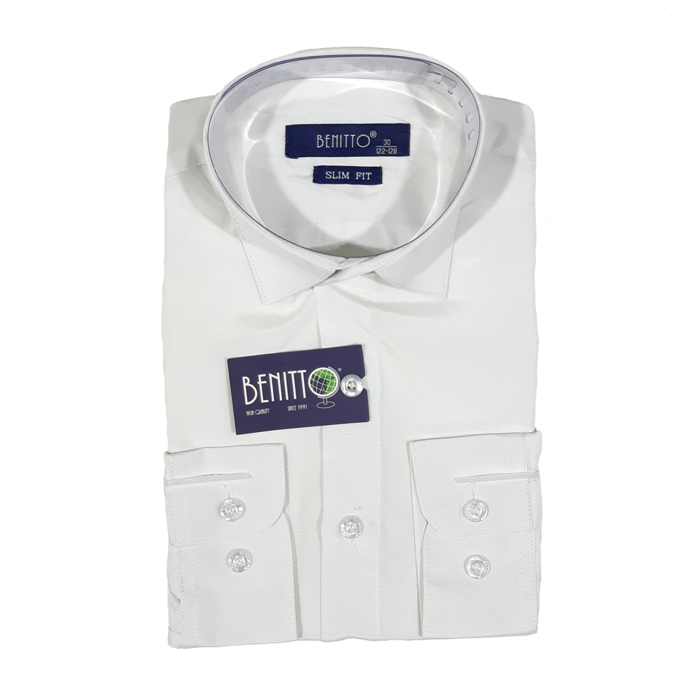 SL3035-P1(SLIM FIT) Рубашка для мальчика дл.рукав Platin (белый)
