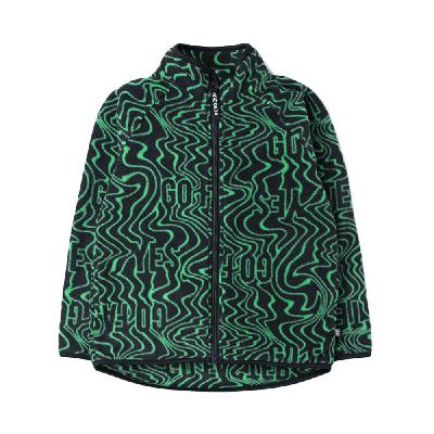 ФЛ 34011/н/46 Куртка для мальчика (черный-яр.зеленые волны)